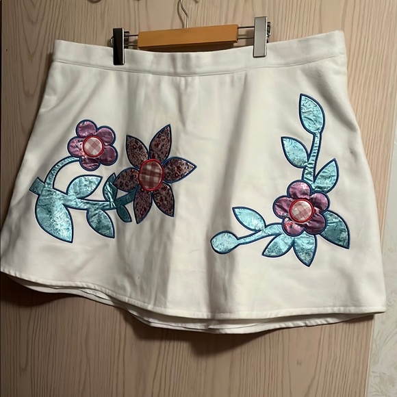 Sugar Thrillz White Pink Embellished Skater Mini Skirt - Picture 1 of 8